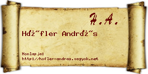 Höfler András névjegykártya